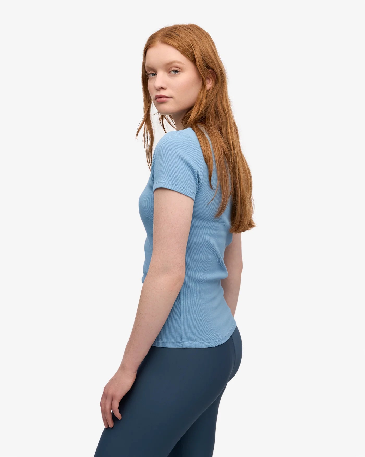 Žebrované triko - COLORFUL STANDARD Rib Tee-Seaside blue